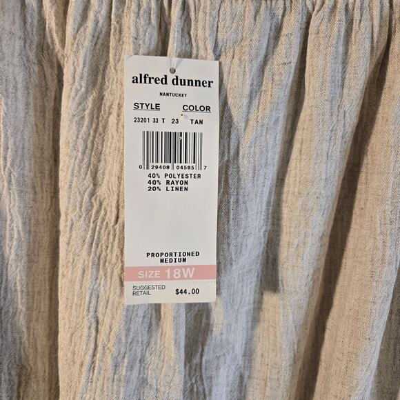 Vintage NWT Alfred Dunner 18W Linen Blend Textured Tan Wide Leg Pants [0158] - Picture 5 of 9